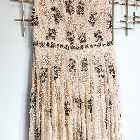 Mac Duggal Embellished Blush Pink Wrap Over Sleeve A-line Gown Dress Size 12 - Picture 10 of 16